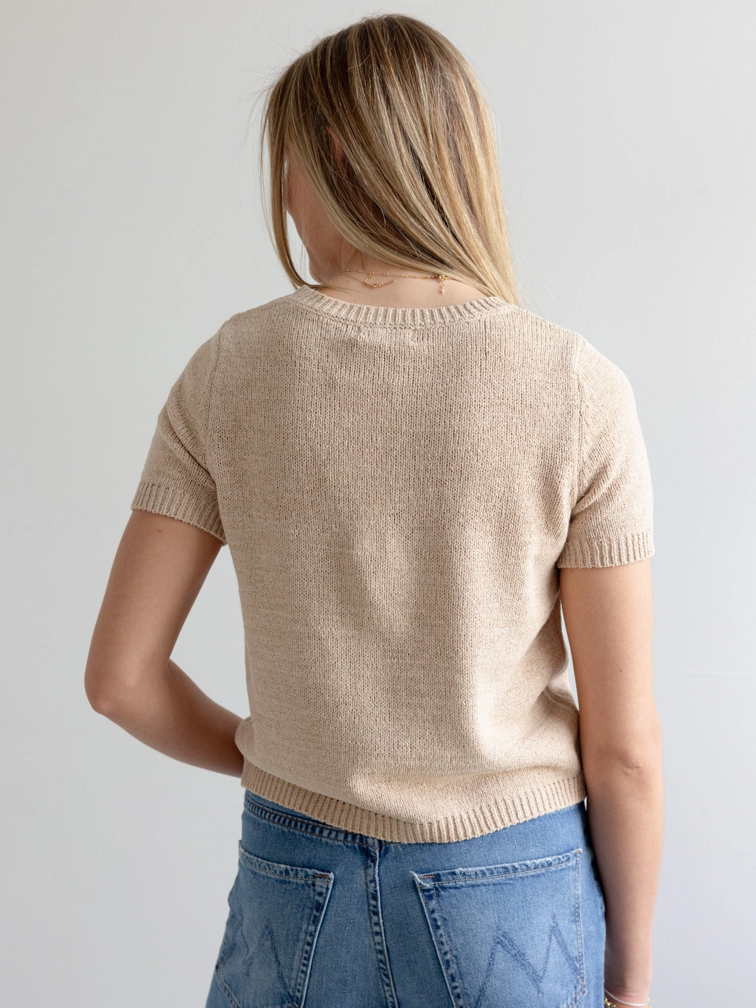 Natural Feel Lelia Short Sleeve Knit- Taupe