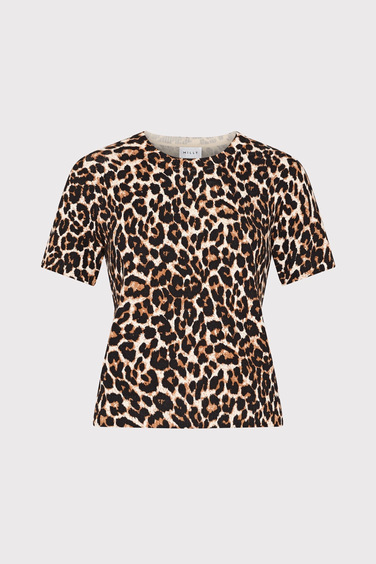 QuickDry Weave Leopard Print Short Sleeve Knit Top