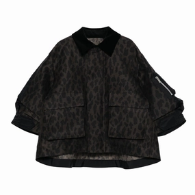 Anti Pilling Texture Weatherproof Zipper Leopard Print x Nylon Jacket