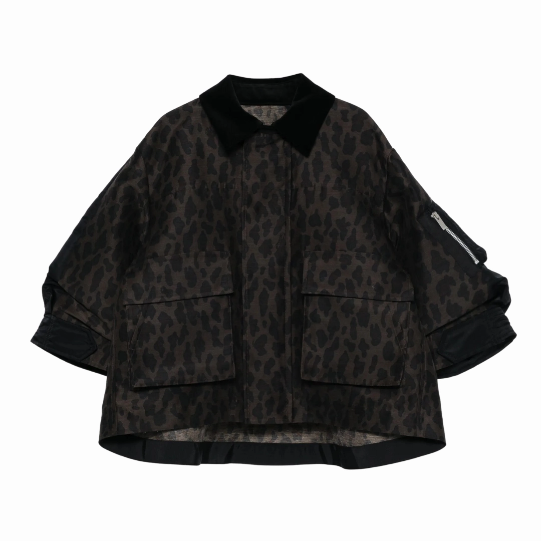 Anti Pilling Texture Weatherproof Zipper Leopard Print x Nylon Jacket