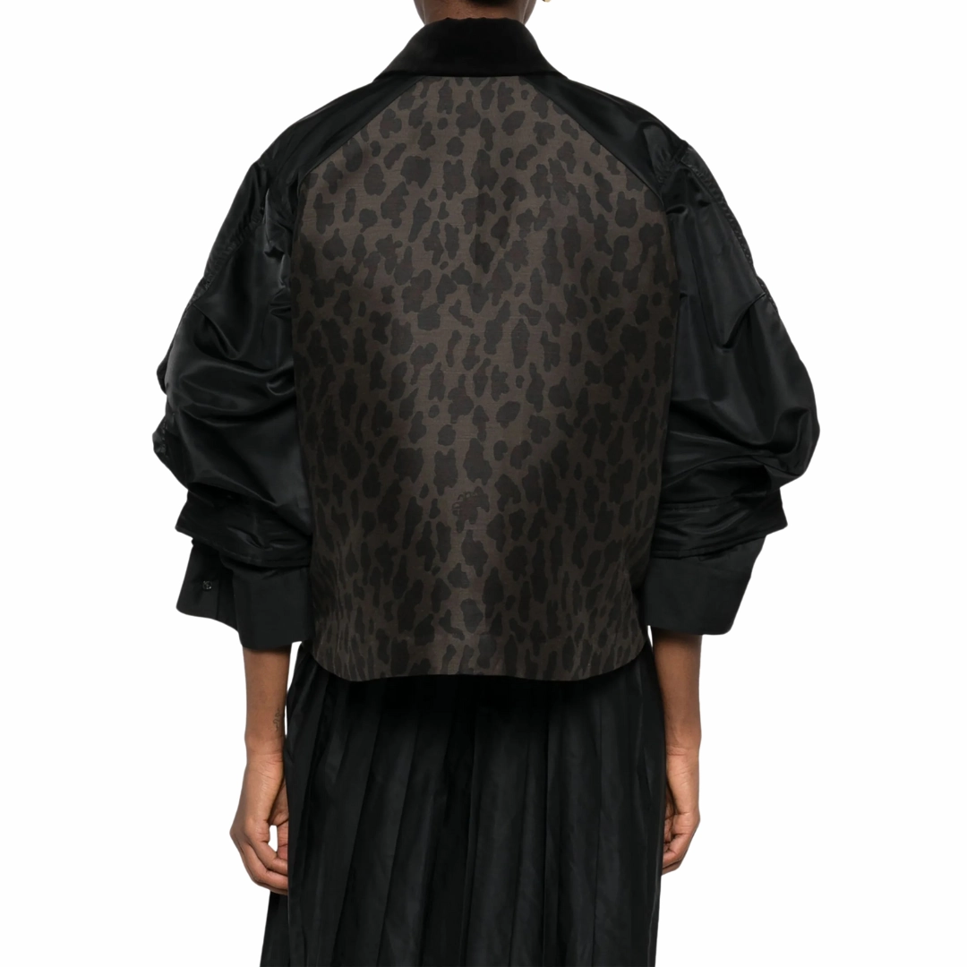 Waist String Water Resistant Shell Leopard Print x Nylon Jacket