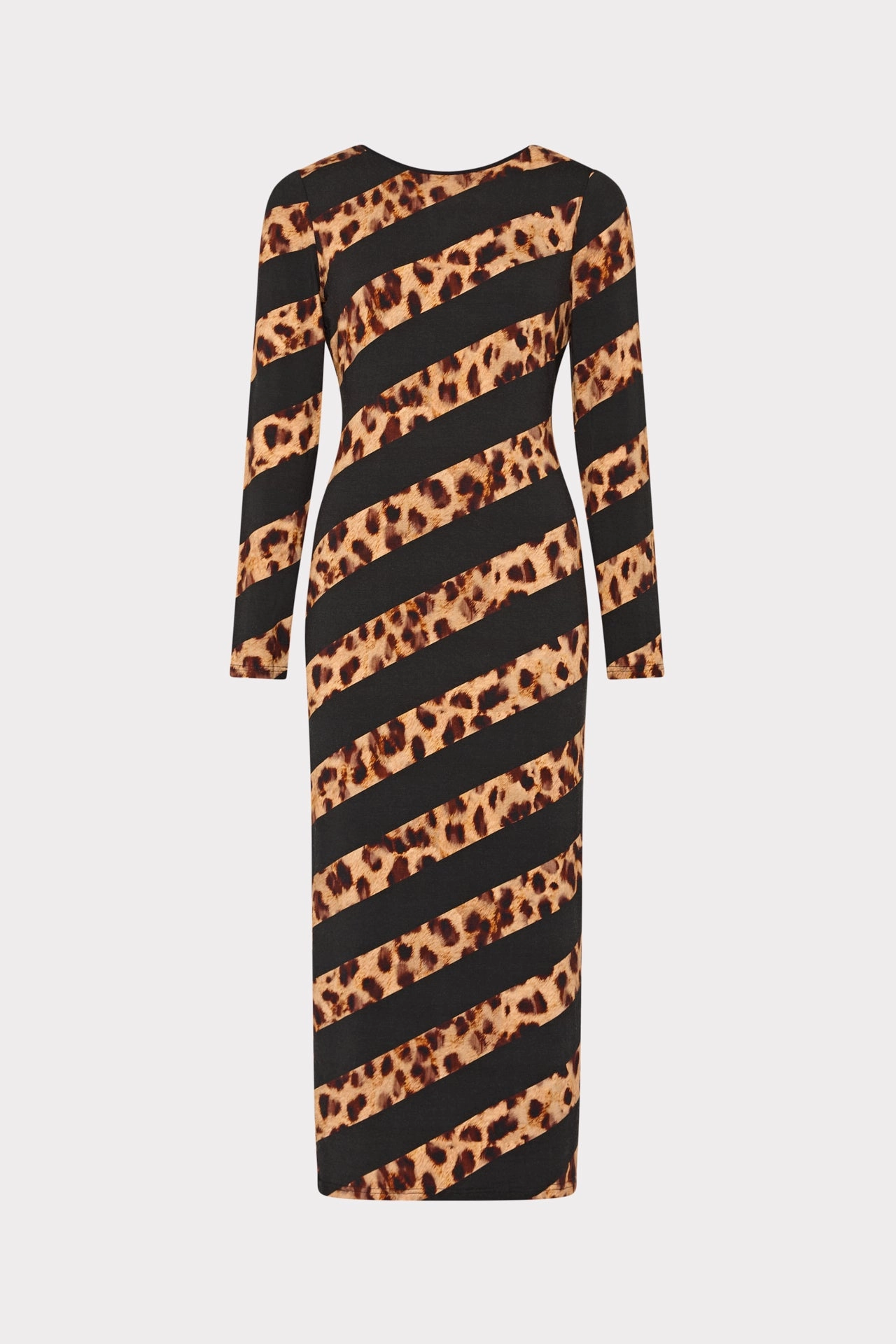 Stylish Choice Transitional Wear Leopard Stripe Jersey Midi Dress