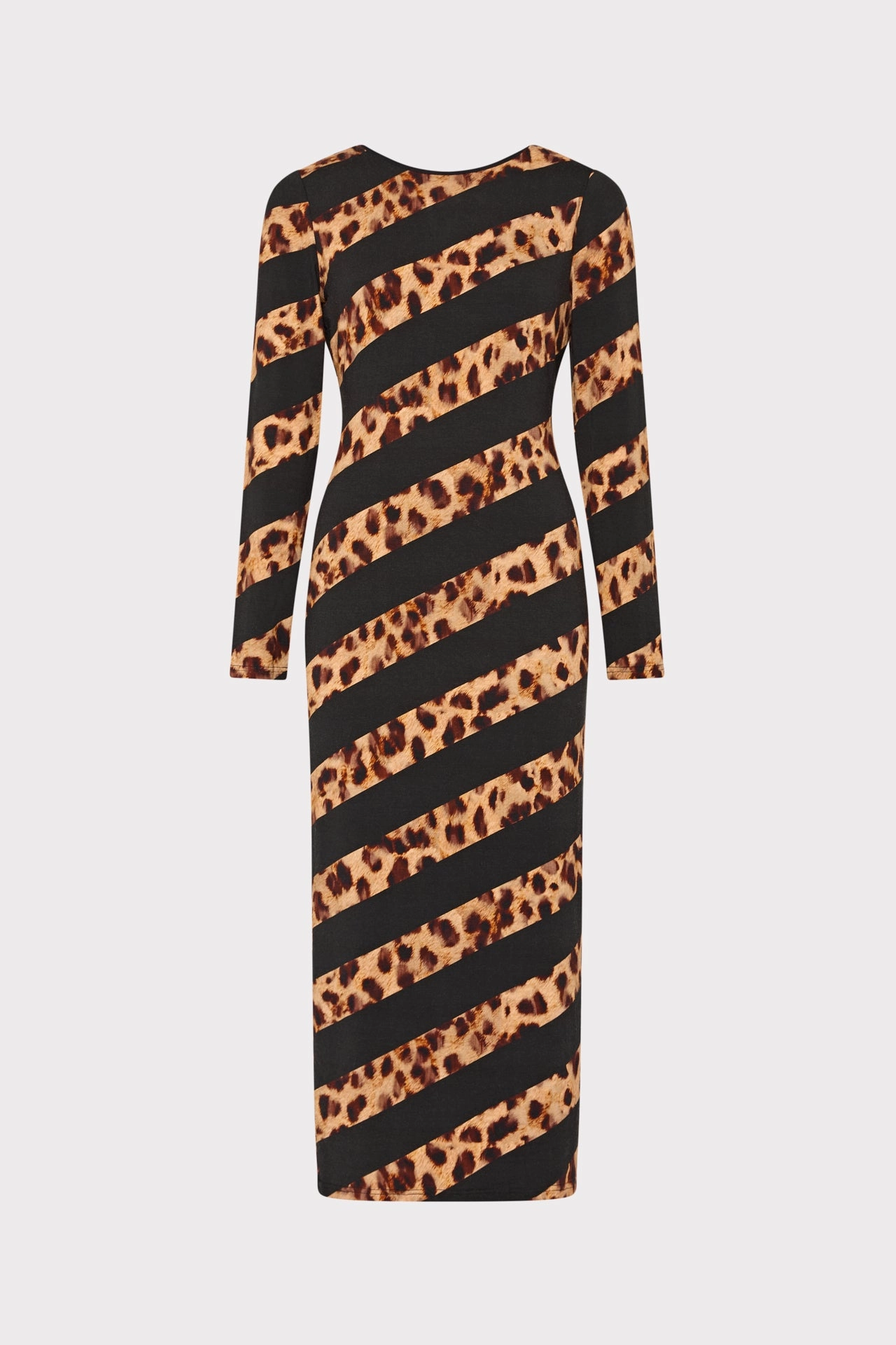 Leopard Stripe Jersey Midi Dress Relaxed Layer
