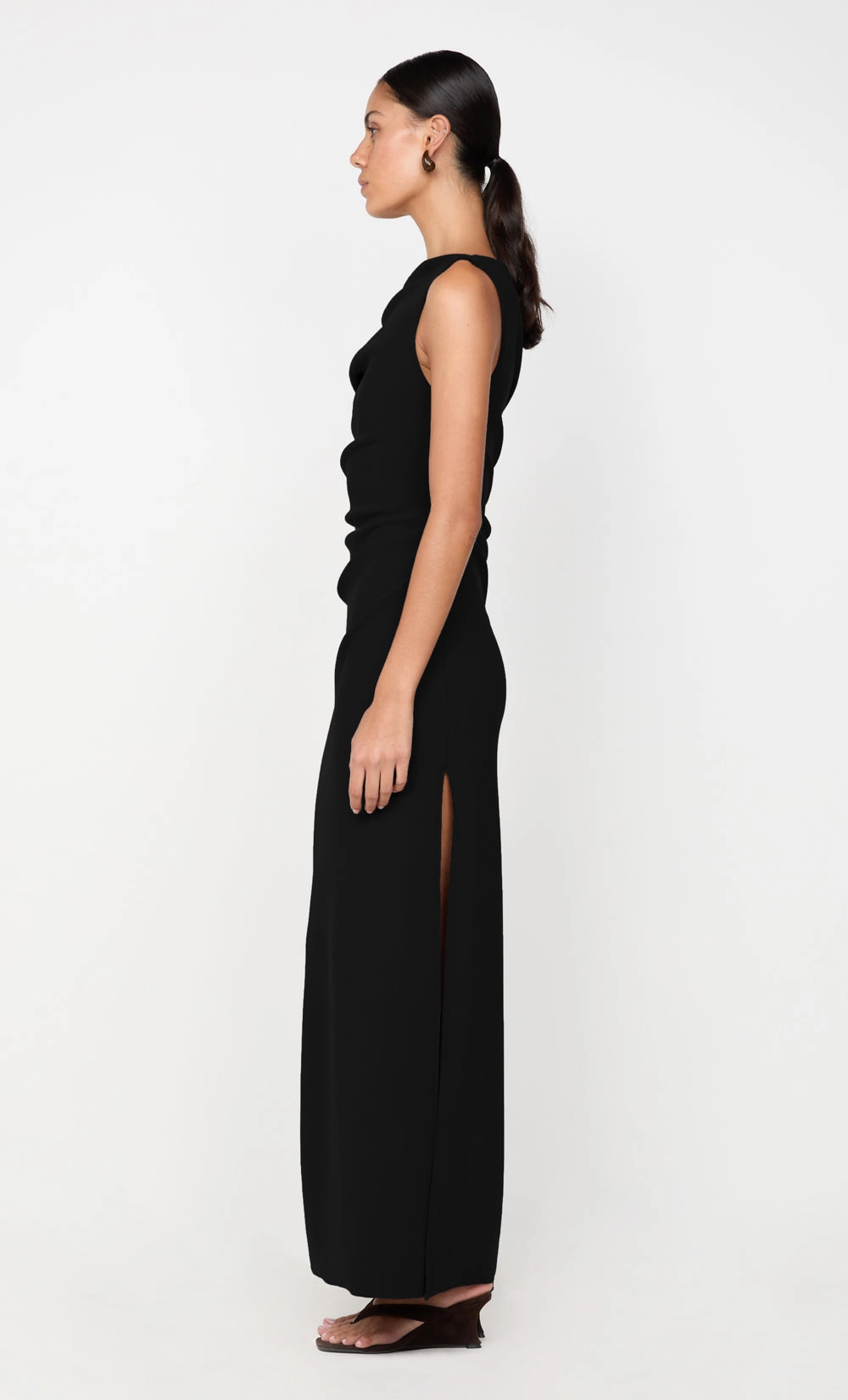 LEORA ASYM MAXI DRESS - BLACK Structured Fit