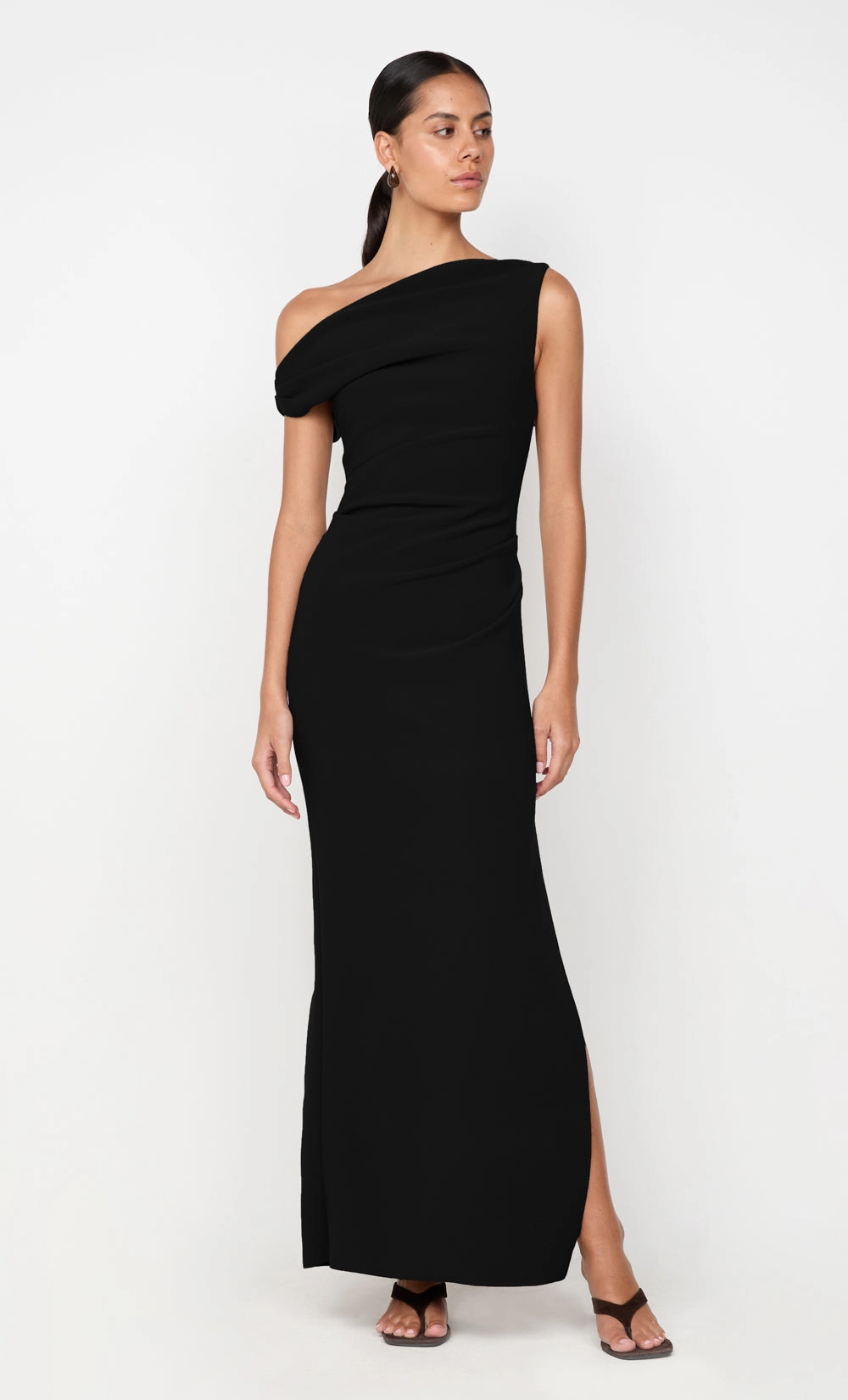 Abstract Pattern LEORA ASYM MAXI DRESS - BLACK