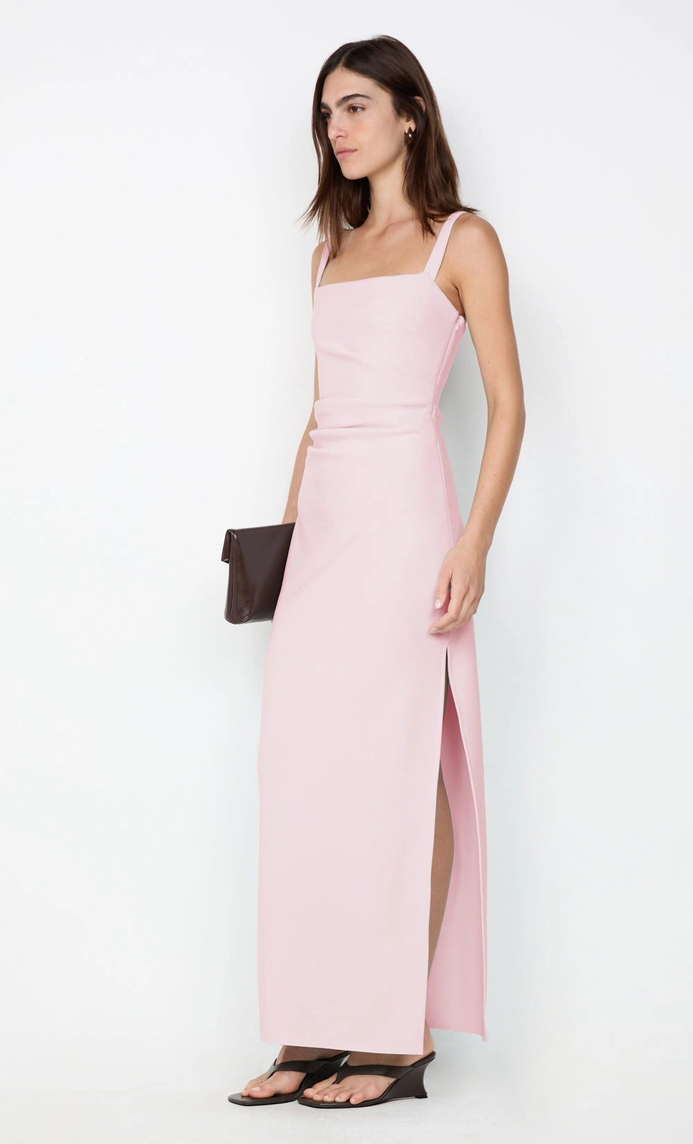 LEORA TUCK MAXI DRESS - POWDER PINK Linen Soft Perfect Fit Wear