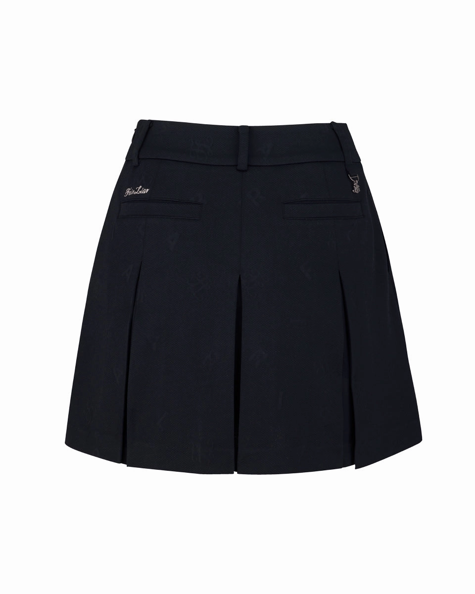Lettering jacquard pleated skirt - Black Winter Layering