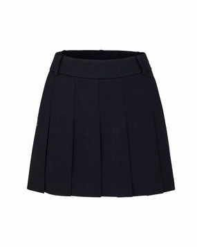Lettering jacquard pleated skirt - Black Handmade Quality
