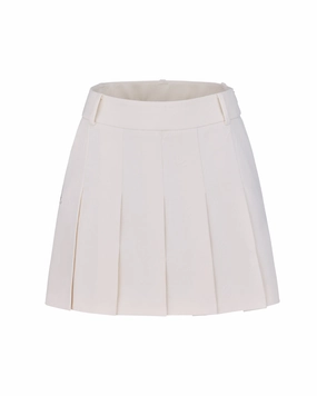 Fashion Tones Lettering jacquard pleated skirt - Cream