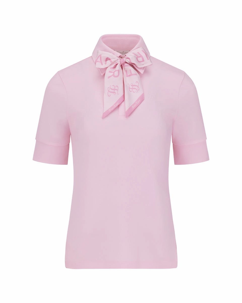 lettering scarf short sleeve t-shirt - Pink Moisture wicking High Density Knit