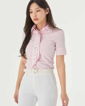NonChafeCollarTech lettering scarf short sleeve t-shirt - Pink