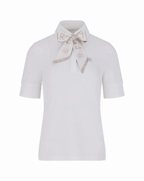 TurtleneckDesign Flex Fit Shoulder Construction lettering scarf short sleeve t-shirt - White