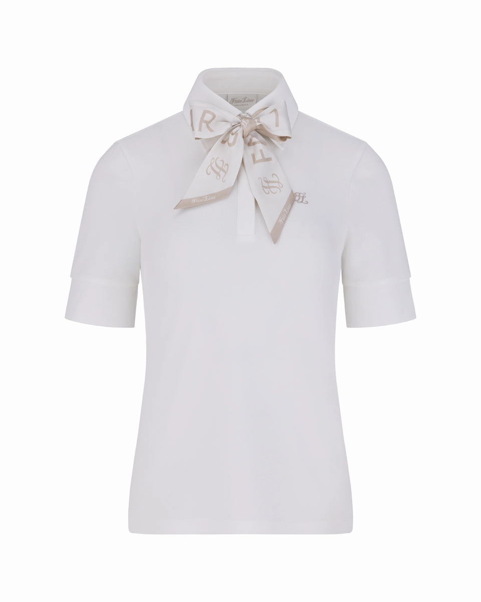 HiddenZipper ColorfastMaterial lettering scarf short sleeve t-shirt - White