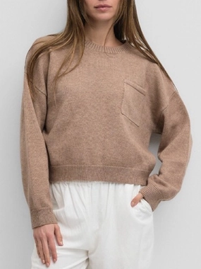 Lexi Pocket Sweater Mocha Thermal Insulation Knits