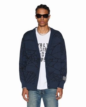 LIES KNIT CARDIGAN GASOLINE Light Reflective Printing