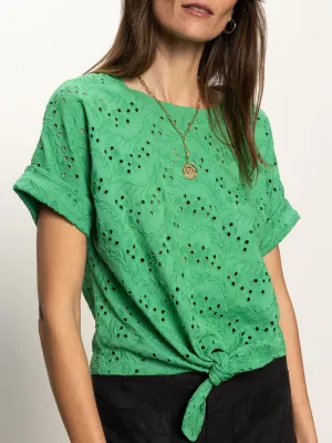 Odor-resistant Sleek Comfort All Day Eyelet Tee Palm