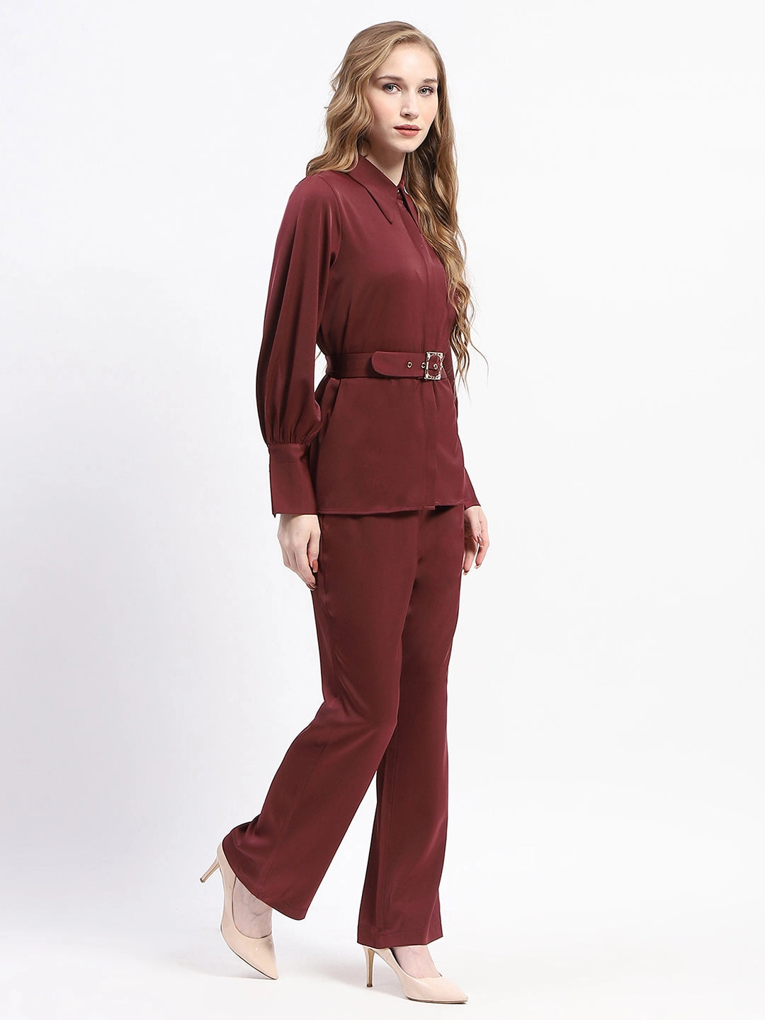 Madame Belted Shirt and Trousers Rust Orange Co-ord Set Chilly Comfort