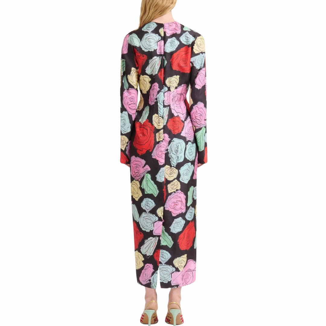 Silk Twill Floral Midi Dress Vibrant patterned dress Soft Stitch