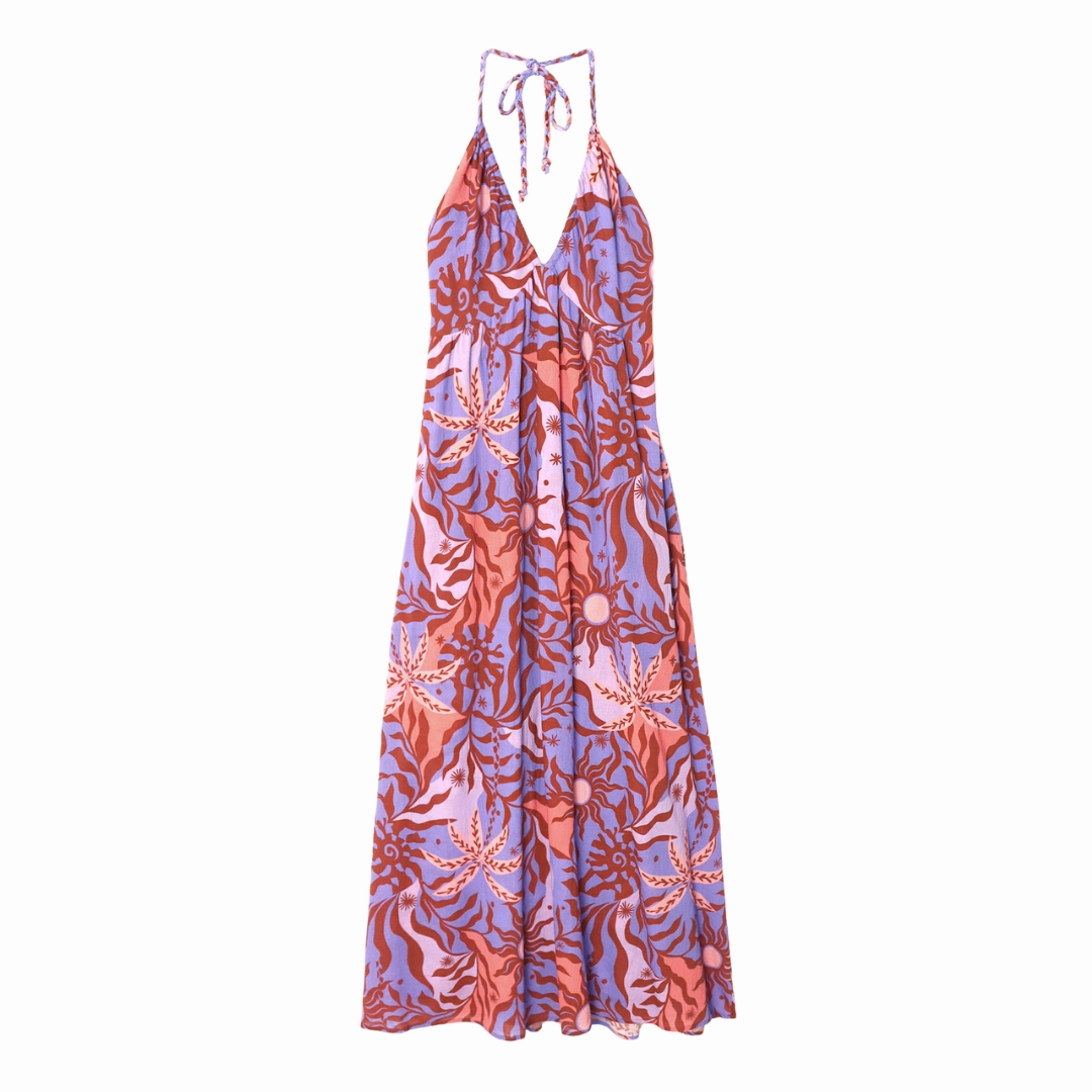 Lilac Fire Maggie Halter Dress Adjustable-Length Comfortable and Flattering