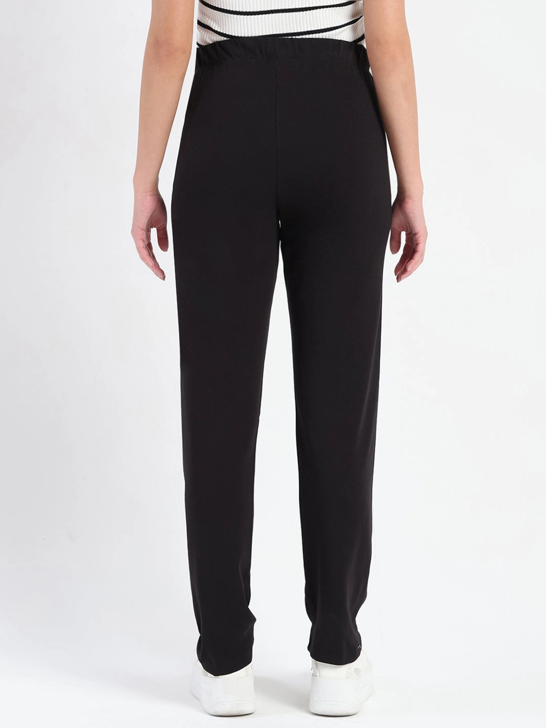 Madame Black Cotton Blend Track Bottoms Moisture Management