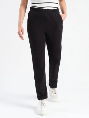 Comfort Wear Full Flex Madame Black Cotton Blend Track Bottoms