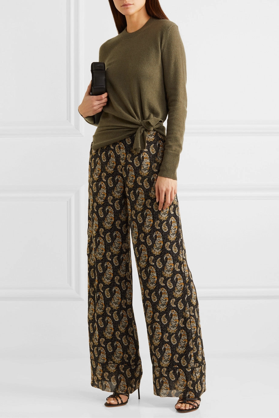 Bani Paisley Silk Wide Leg Pant Flattering Style