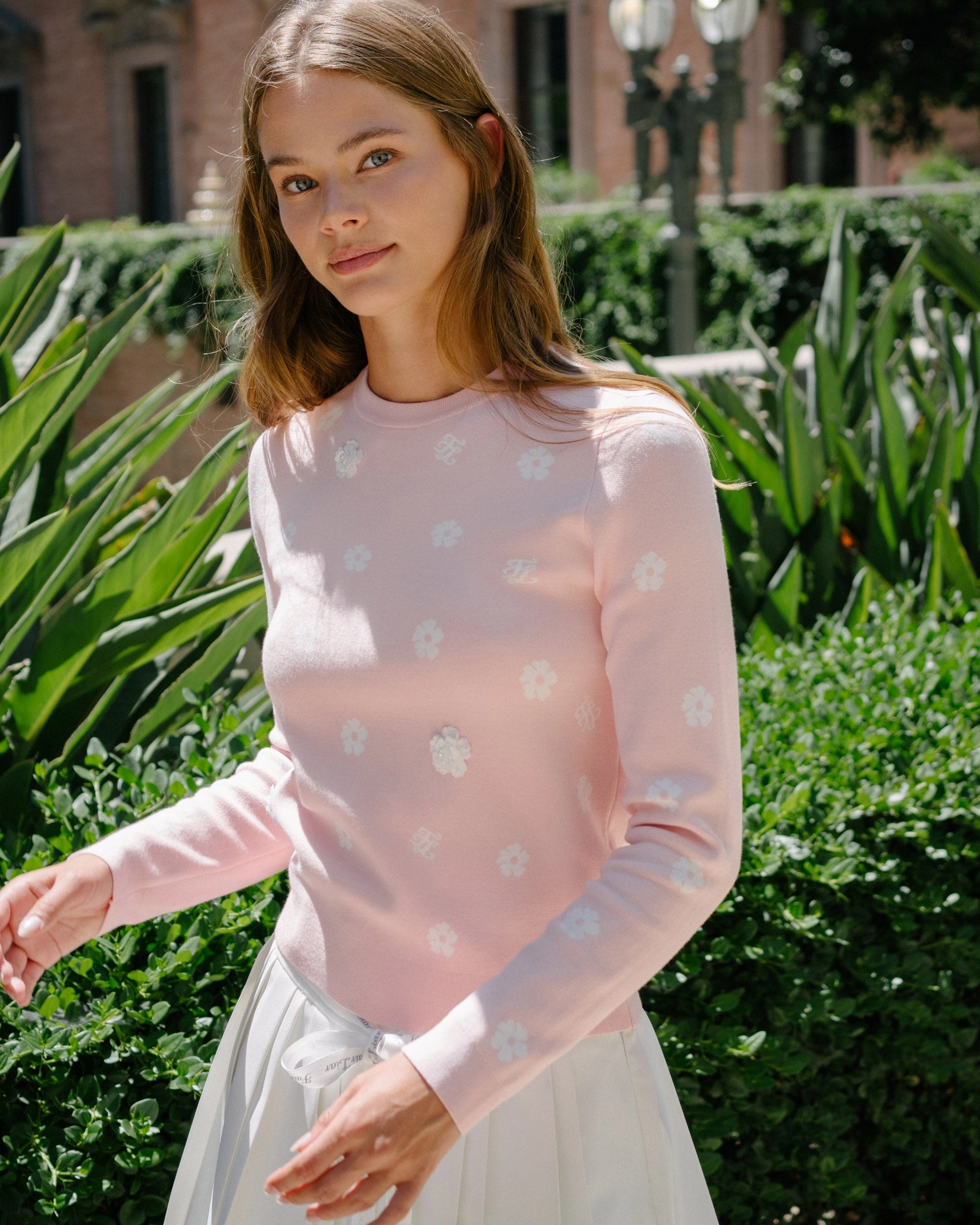 Flower Point Jacquard Knit - Pink Layered Ply Construction