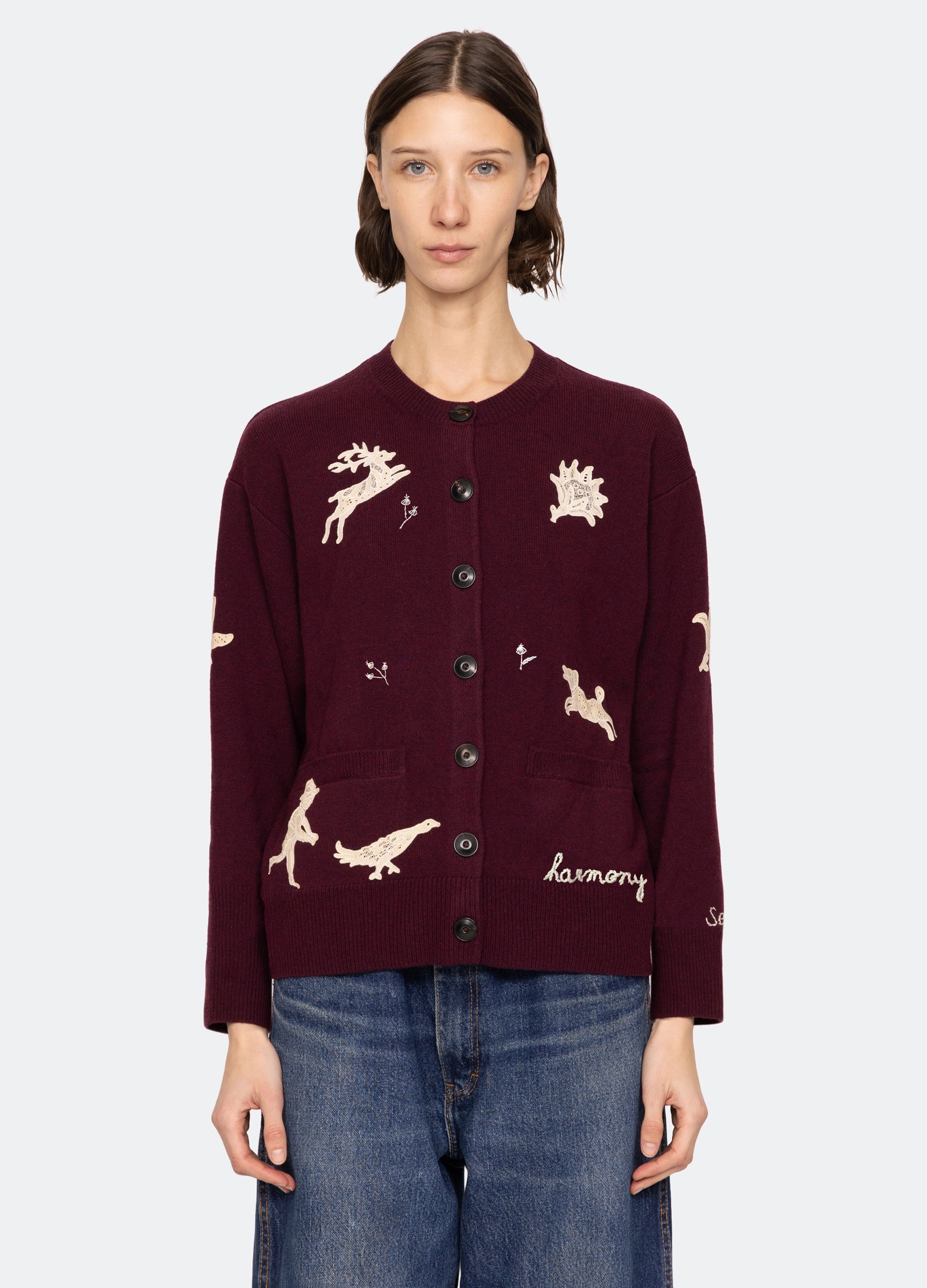 Mika Cardigan Taped Neckline Double Needle Hemming