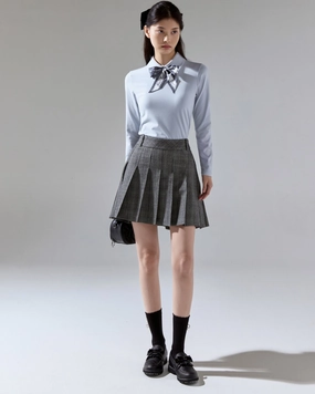Scarf set shirred shoulder t-shirt - Grey Breathable mesh lining