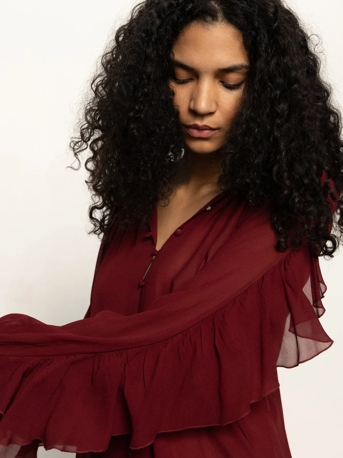 Garment Dyed Harmony Blouse Crimson