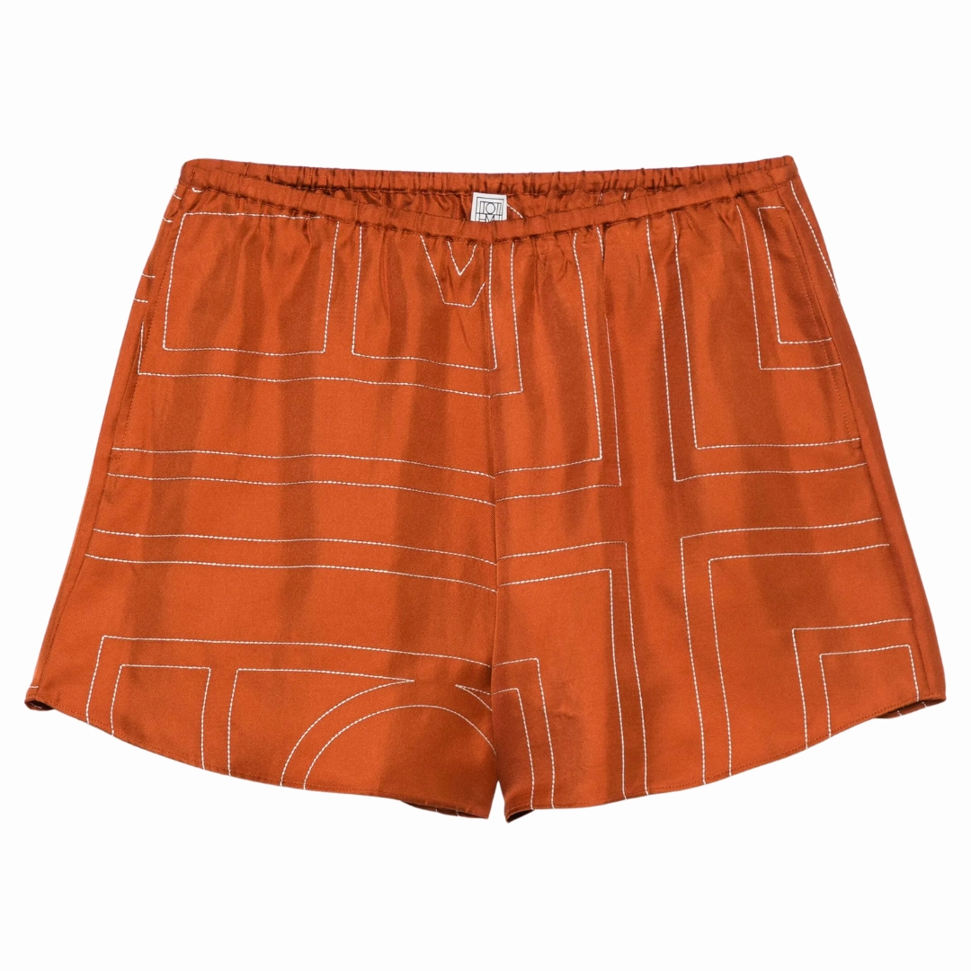 Terracotta Silk Shorts Sleek Look