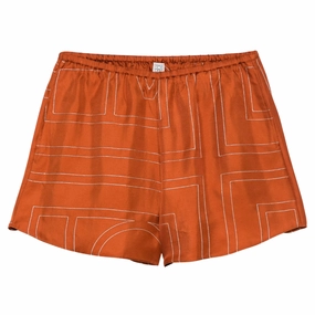 Terracotta Silk Shorts Sleek Look
