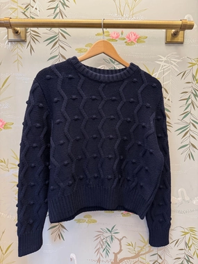 Ribbed Detailing GiGi Bubble Sweater Navy