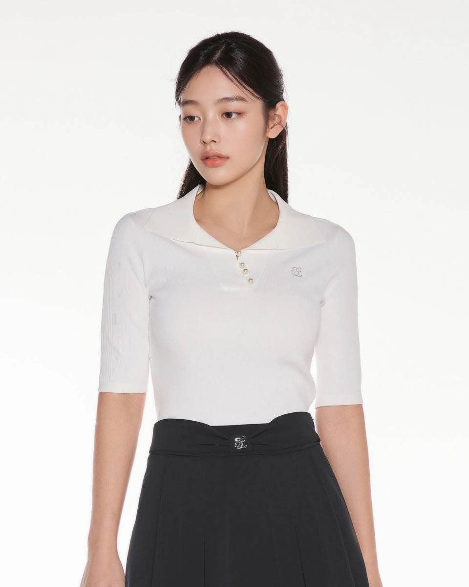 Friction Resistant Fabric Front ribbon belt wide pleated skirt - Black