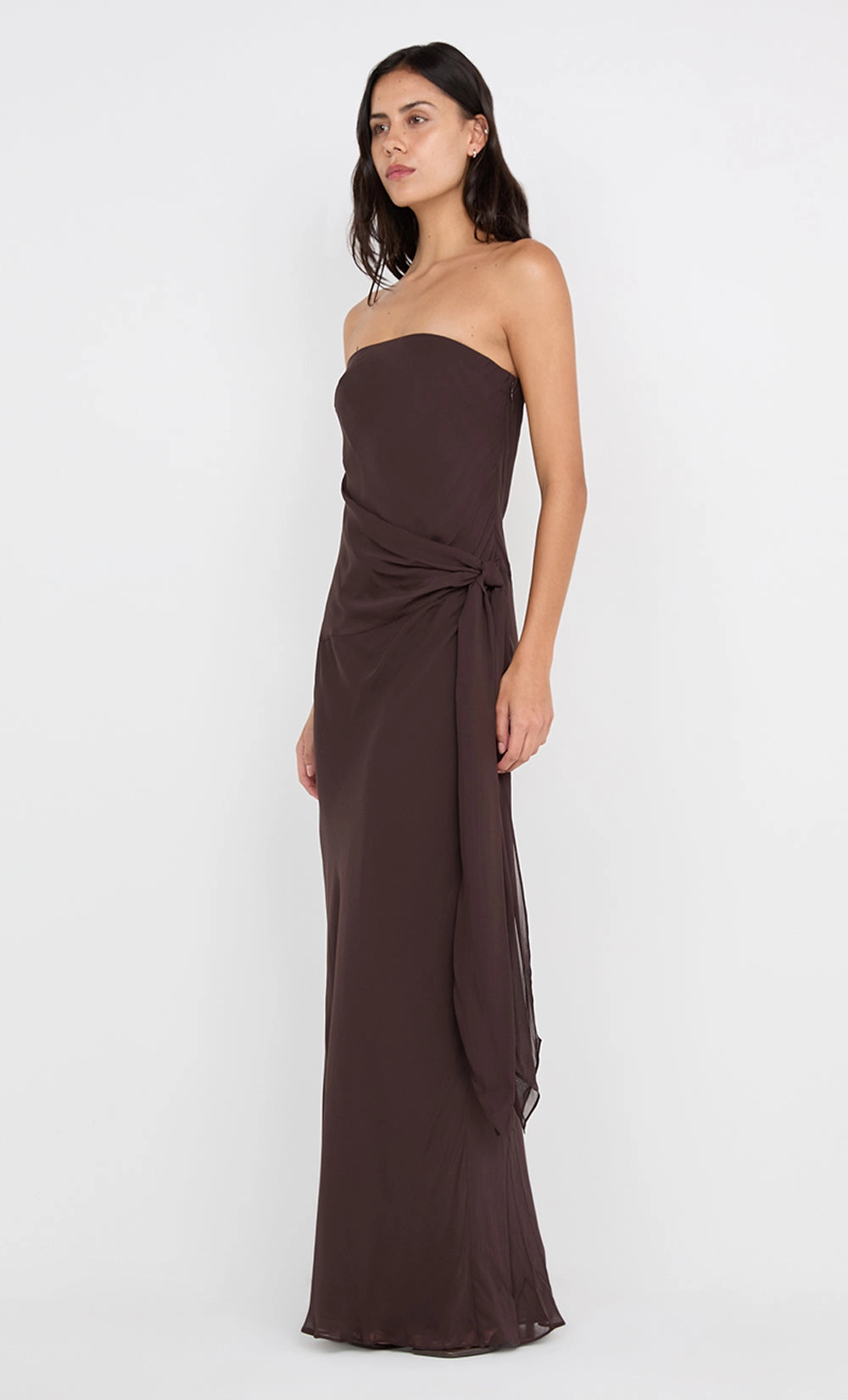 Free Shape SONEVA STRAPLESS MAXI DRESS - DARK CHOCOLATE