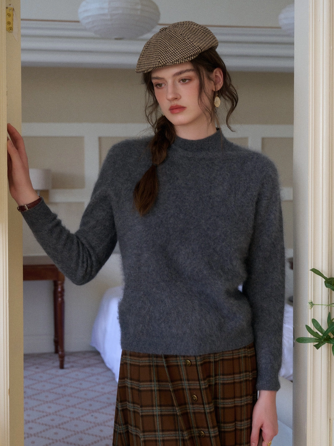 simple design Breathable Texture Izabella Round Neck Wool Sweater