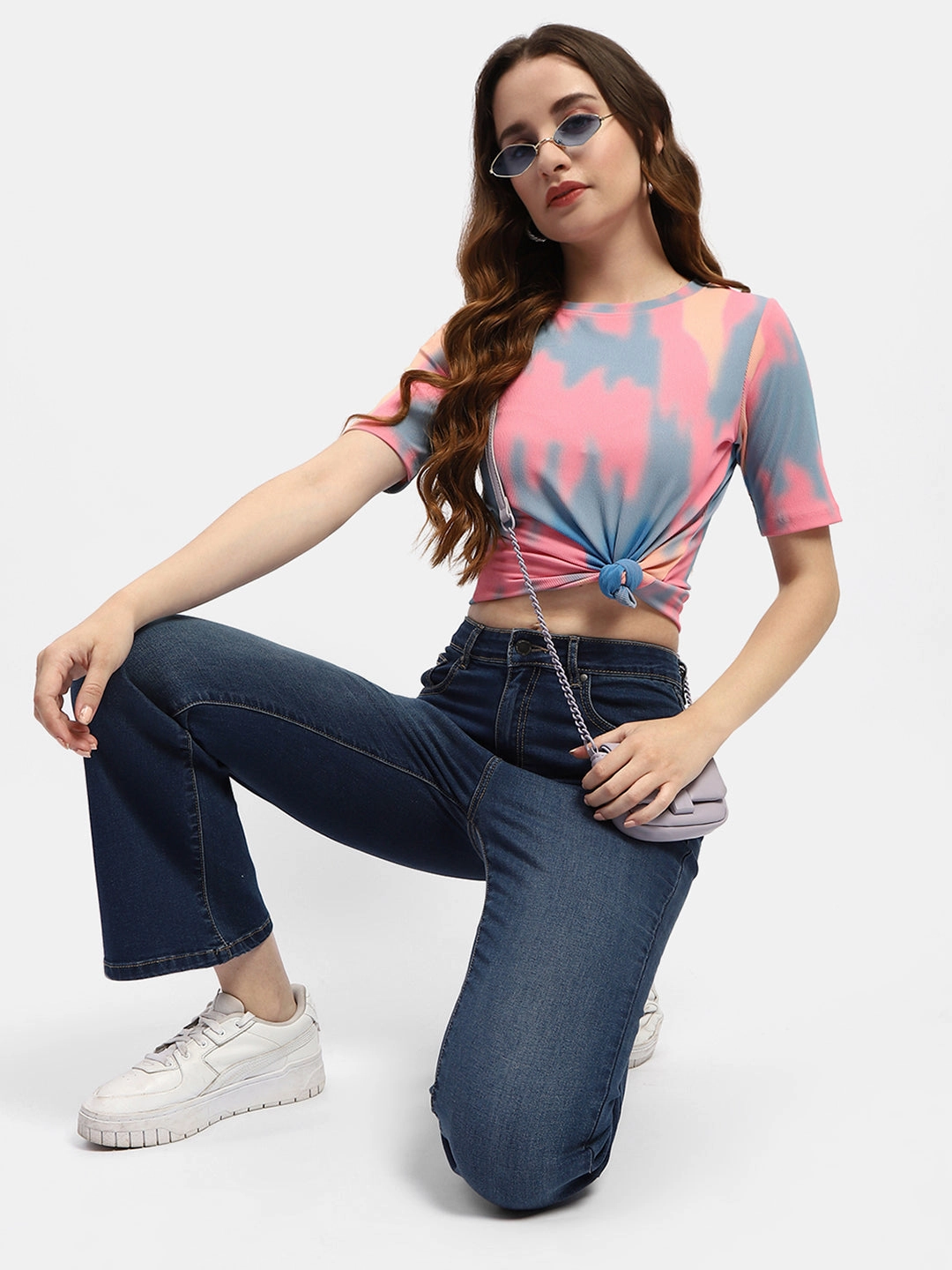 skinny but not tight Breathable Stretch Madame Abstract Print Pink Regular T-Shirt