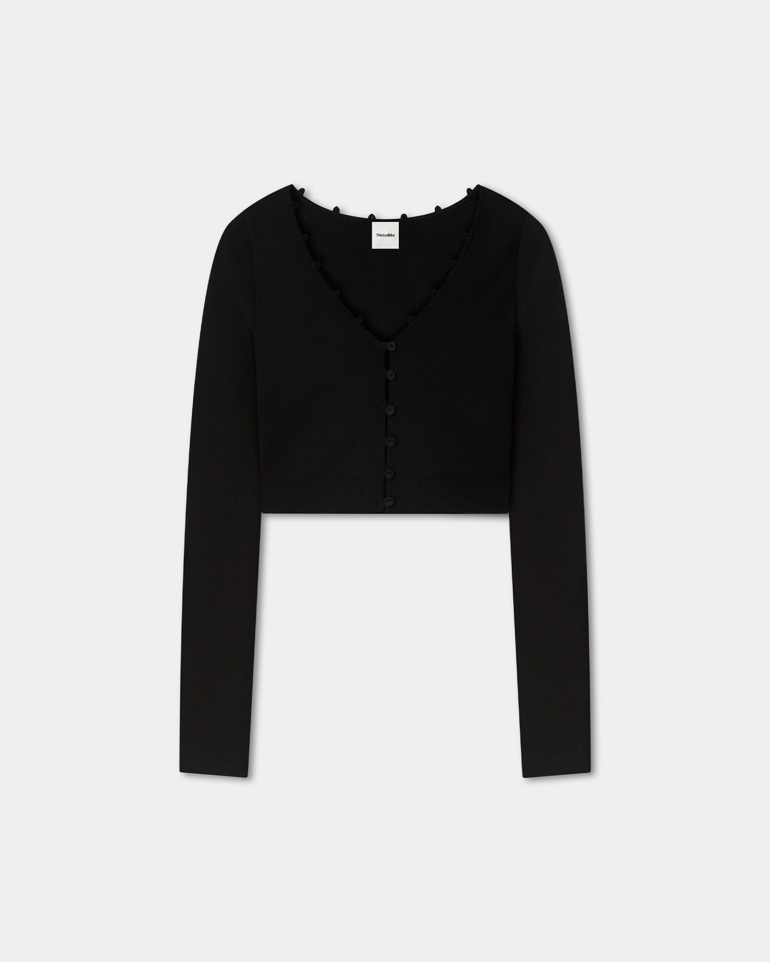 Dovie - Cropped Cardigan - Black Hypoallergenic Fiber