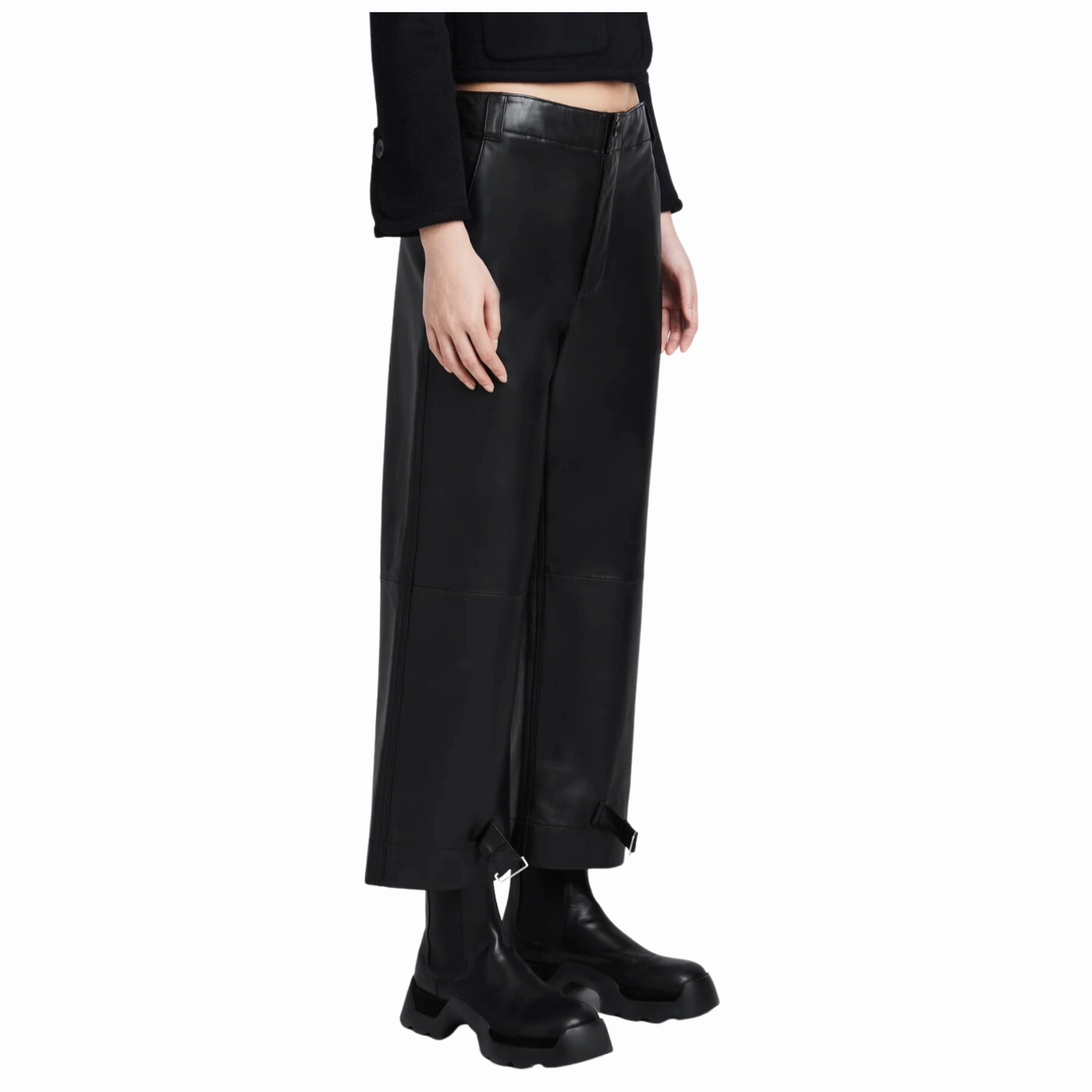 Lightweight Leather Tapered Pants Simple and Cozy Flexible Knees