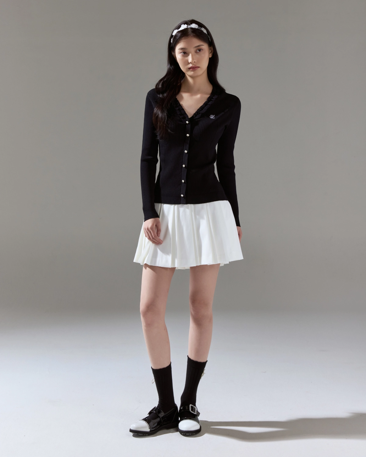 Durable Corrosion Resistant Zippers Softshell Coating Fair Liar Rib Frill Cardigan - Black