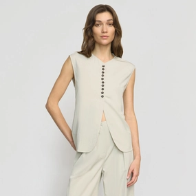 Simple Shirt Zhou Tie-Back Button Vest