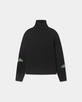 Mood Booster Frannie - Turtleneck Sweater - Black/Roses