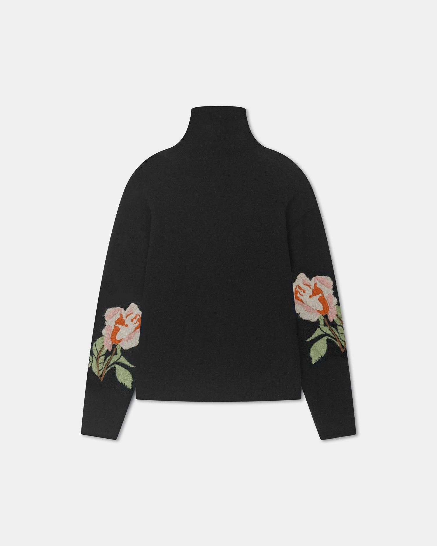 Frannie - Turtleneck Sweater - Black/Roses Classic Appeal