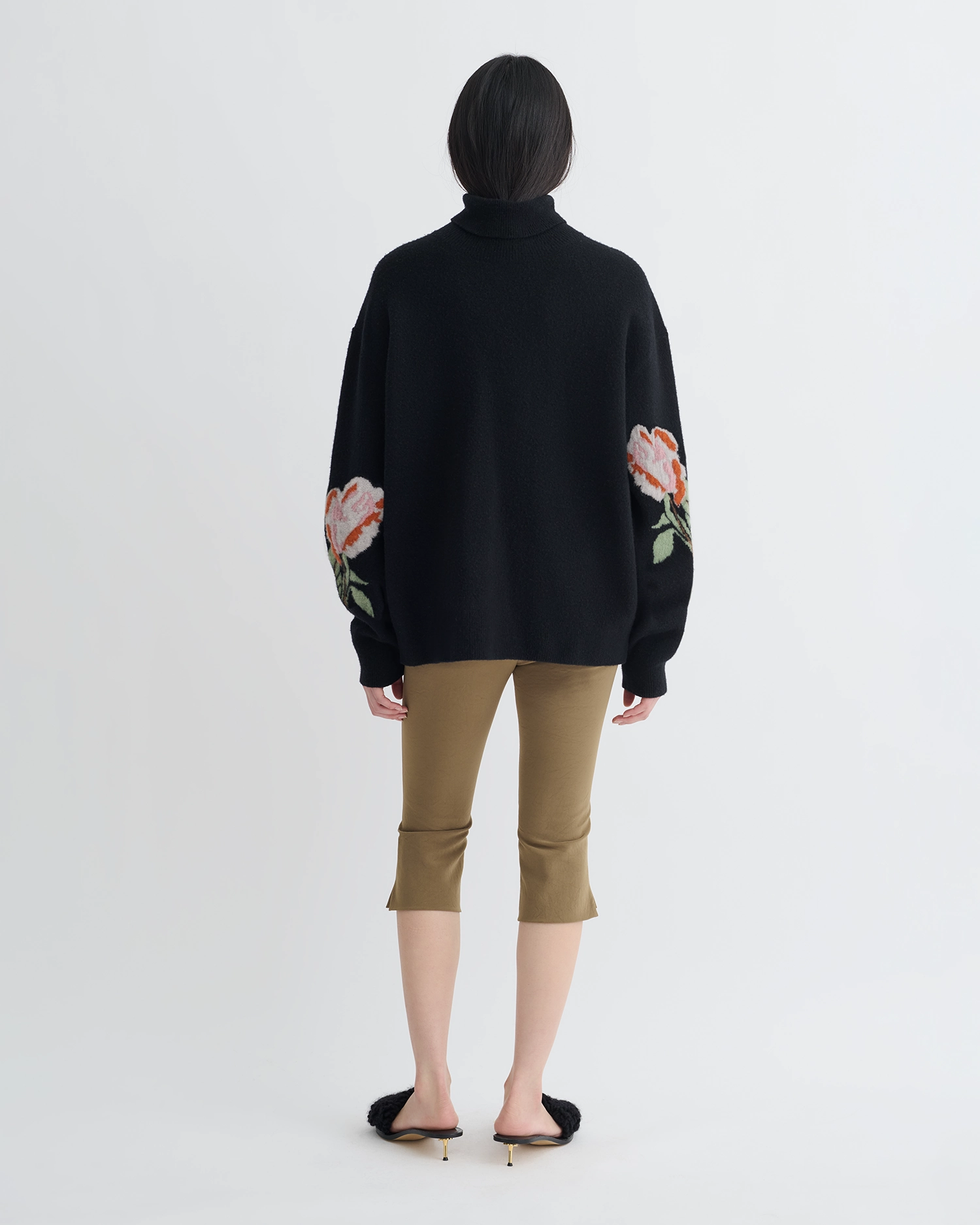 Stretch Recovery Yarn Frannie - Turtleneck Sweater - Black/Roses