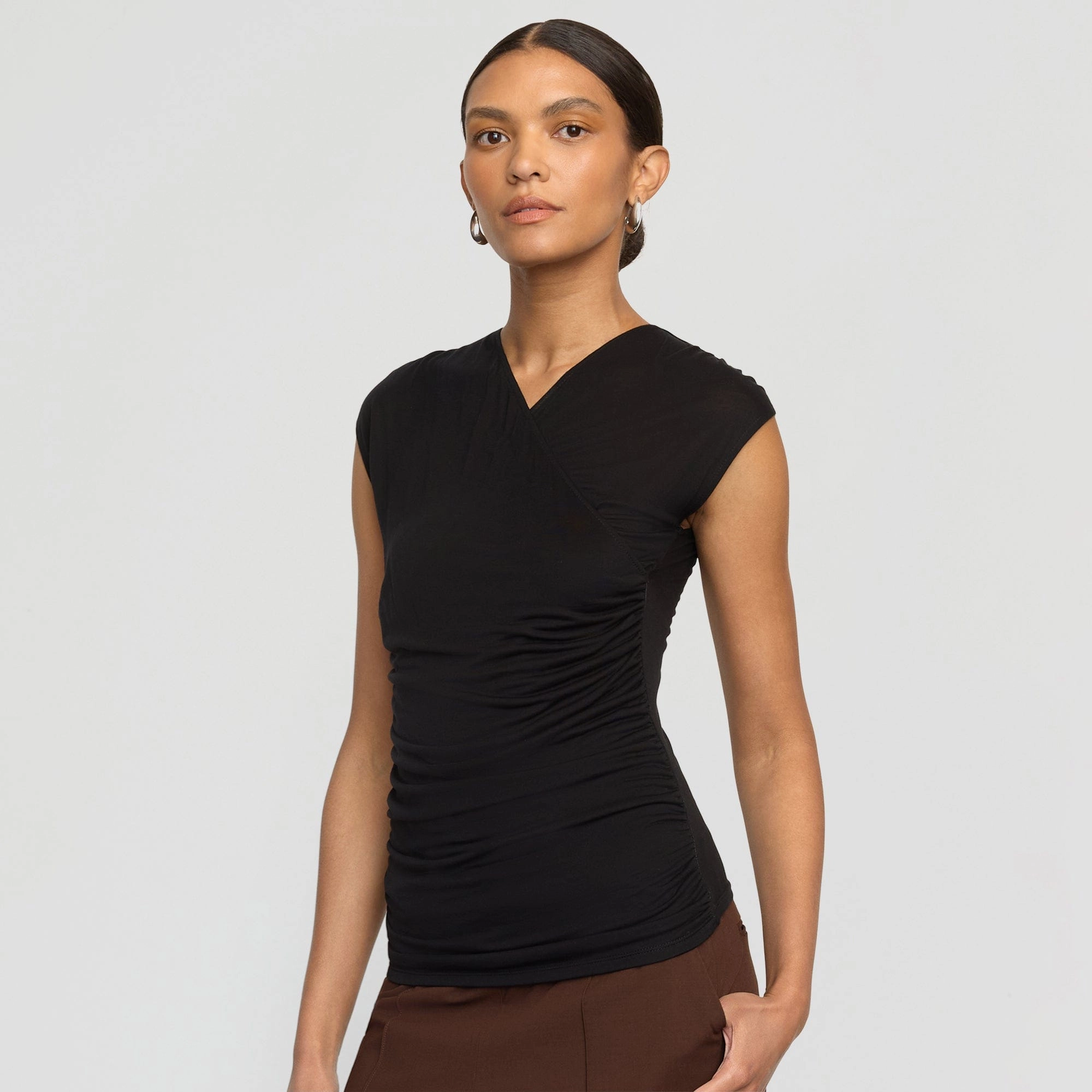 AntiStaticLining Lila Tencel Wrap-Neck Tee
