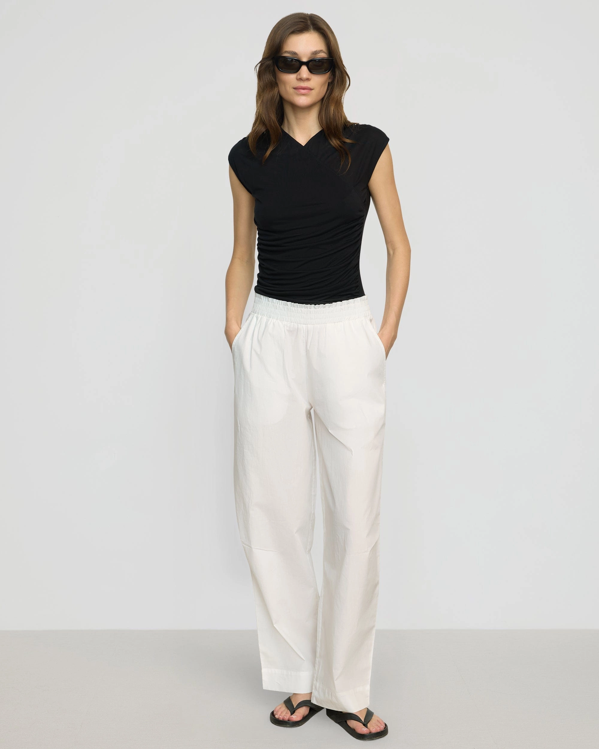 Non Chafing Side Seams Lila Tencel Wrap-Neck Tee