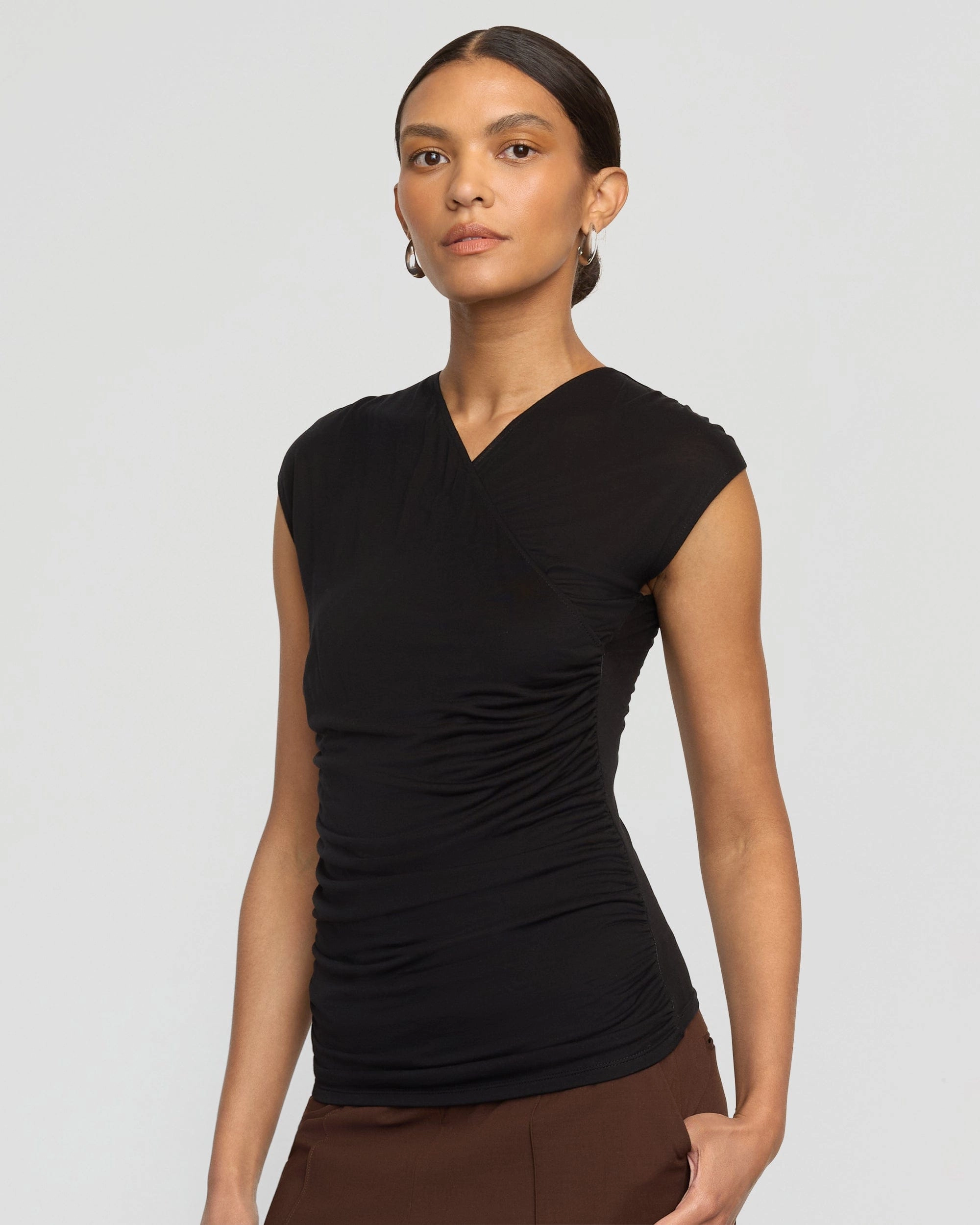 Lila Tencel Wrap-Neck Tee Compression Gradient