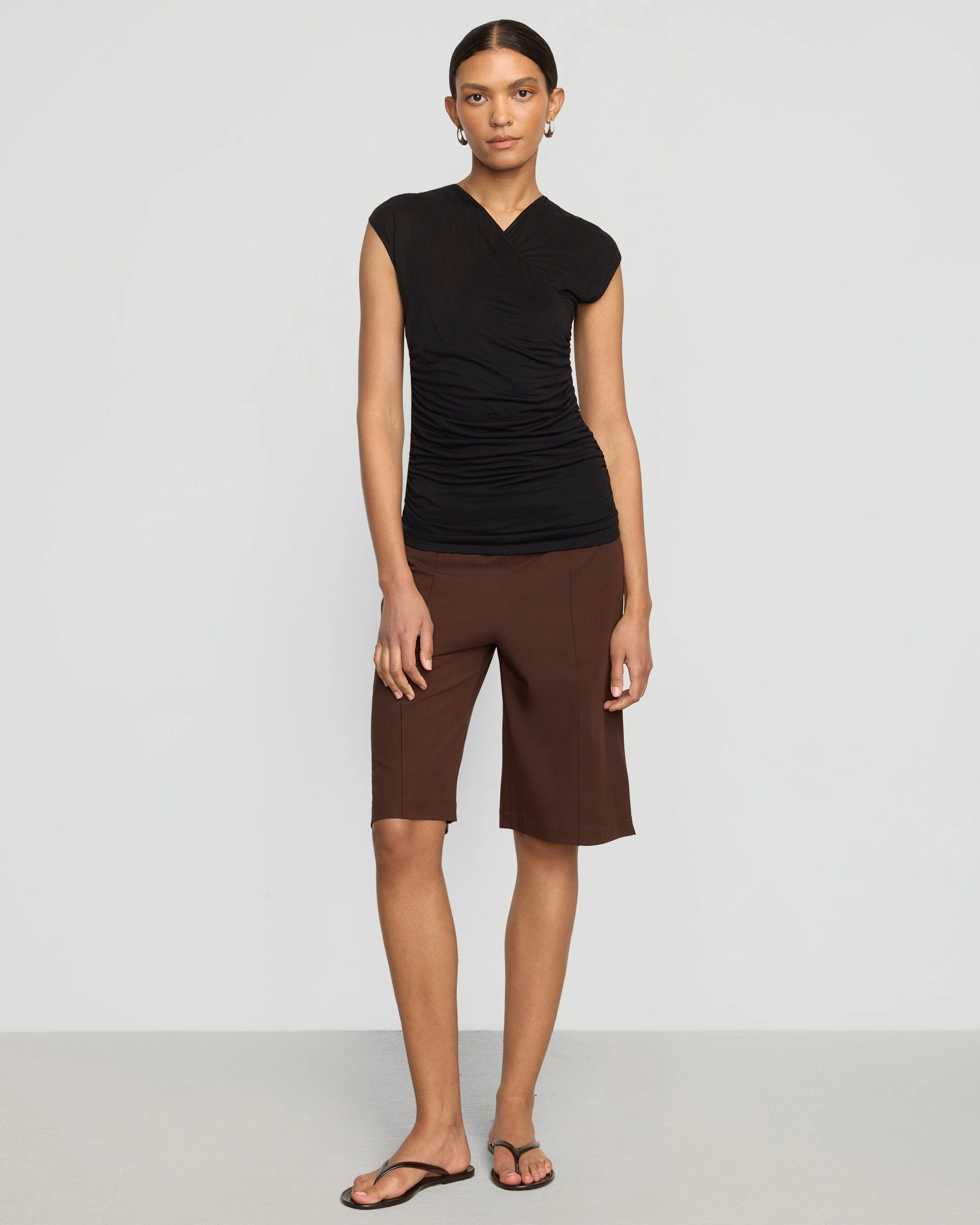Lila Tencel Wrap-Neck Tee ElasticEdgeBinding