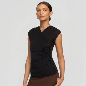 AntiStaticLining Lila Tencel Wrap-Neck Tee