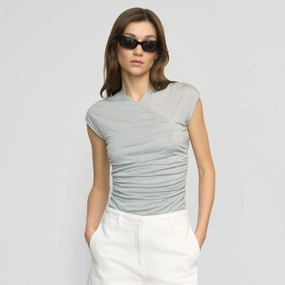 YarnDyedFabric Lila Tencel Wrap-Neck Tee